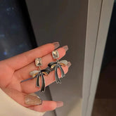 Premium Black Ribbon Earrings-Anti Tarnish || Waterproof